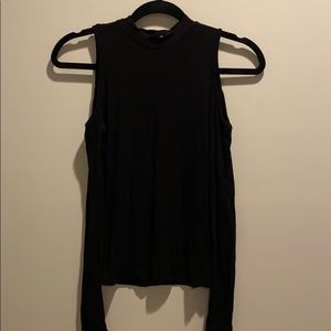 Mock Neck Shoulder Cut Out Longe Sleeve